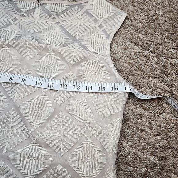 Adrianna Papell Lightweight Cream Embroidered Dress With Beige Lining Size 4 - Picture 10 of 10